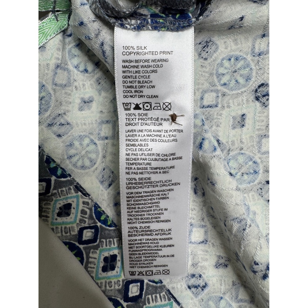 Tommy Bahama Mens XXL 100% Silk Short Sleeve Button Up Shirt Blue Geometric - Picture 3 of 7
